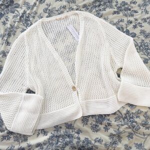 Soft Surroundings Cardigan Sweater Womens Sz 3X White Open Knit Sakari New